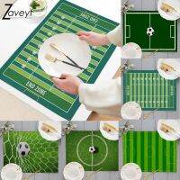 Football Place Mats Field of The Game Strategy Tactics End Zone Touchdown Sports Competition Theme Linen Placemats Dining Table