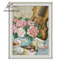 Crossdecor Cross Stitch ชุดด้วยวัสดุ Still Life พิมพ์ผ้าโรงงาน Outlet ผ้า11CT 14CT ปักชุดสำหรับผู้เริ่มต้น Craft Handmade ตกแต่งสำหรับ Sala Wall-ไวโอลิน