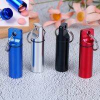 1pcs Waterproof Aluminum Pill Box Keychain Carabiner Medicine Case Container Bottle Holder Outdoor Pill Case PillBoxAdhesives Tape