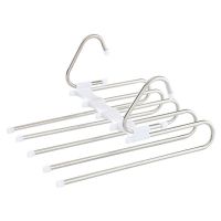 Multifunction Pants Hanger 5 Tier Portable Stainless Steel Trousers Racks Clothing Storage Organization Space Saving