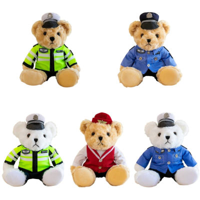 Cartoon Police Stewardess Teddy Bear Plush Doll Toy Home Decoration Gift Kids