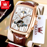 OLEVS Automatic Men S Watch Original Leather Strap Date Square Dial Waterproof Luminous Men S Wristwatch Men S Mechanical Watch