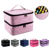 【LZ】✢○  Caixa de óleo essencial 30 garrafas saco de armazenamento de unha polonês portátil cosméticos grande bolsa organizador dupla camada design