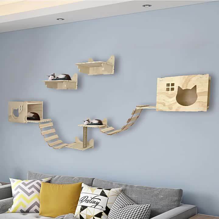 Spot parcel post PunchFree Luxury Solid Wood Wall Hangings Cat Nest