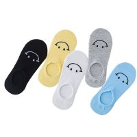 5 Pairs Women Socks 2021 Non-slip Silicone Women Invisible Personalized Socks Cotton Shallow Mouth Candy Colors Heart Ankle Sock Socks Tights