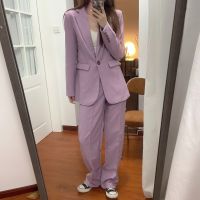 Womens Clothing  Fashion New Solid Color Slim Suit Jacket Temperament Female Chic Blazer High Waist Trousers Suit