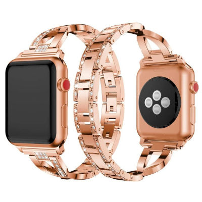 Stainless Steel Rhinestone Metal Bracelet Watch Band 384041424445mm Strap for Apple Watch 7SE6543 Series Accessories