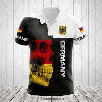 Customize Germany Skull Graphic Polo Shirts Summer Casual Sportswear Mens Fashion Loose Oversize Jersey Unisex Short Sleeve Top