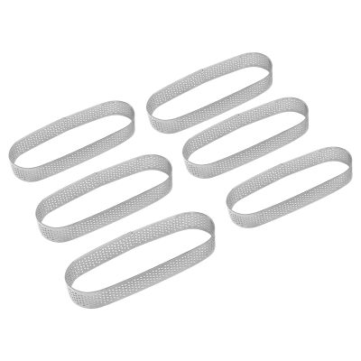 6PCS Oval Tart Ring Stainless Steel Perforated Mold Mousse Ring French Dessert Cake Decorating Mousse Mould Bakeware