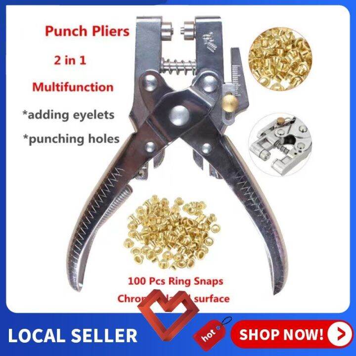 【FREE SHIPPING】Eyelet Grommet Pliers Setting Steel Hole Punch Eyelet