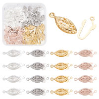 1Box 40Sets 4 Colors 304 Stainless Steel Box Clasps Multi-Strand Clasps Horse Eye Mixed Color 21x7x4mm Hole: 1mm 10sets/color