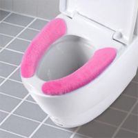 1Pair Portable Reusable Plush Toilet Seat Filling Washable Warm Bathroom Mat Seat Cover Health Sticky Pad Household Supplies