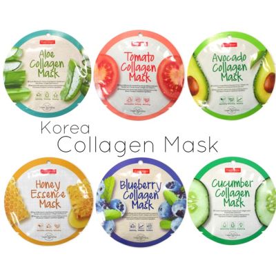 แผ่นมาส์กหน้าคอลลาเจนเกาหลี Korea collagen and essence mask นำเข้าจากเกาหลี
