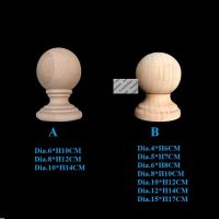 European Unpainted Wood Ball Post Cap Finial Handrail Furniture Architectural