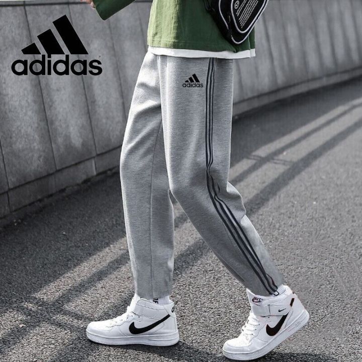 adidas-official-website-mens-pants-2023-autumn-gray-pants-straight-leg-sweatpants-mens-loose-casual-trousers