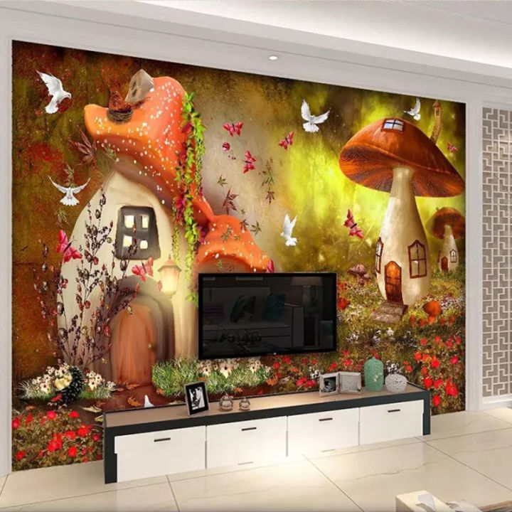 hot-custom-3d-photo-wallpaper-mushroom-house-children-room-bedroom-decoration-poster-non-woven-print-wallpaper-mural-papel-de-parede