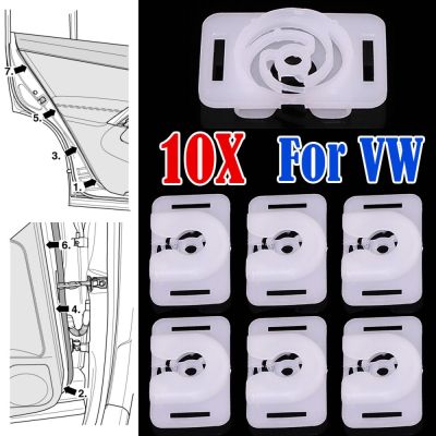 คลิปยึดด้านล่างสำหรับบัตรแผงขอบประตูภายใน10ชิ้นสำหรับ VW Volkswagen T5 T4 Tiguan Golf Touran พัสสาทโปโลหมุดย้ำ