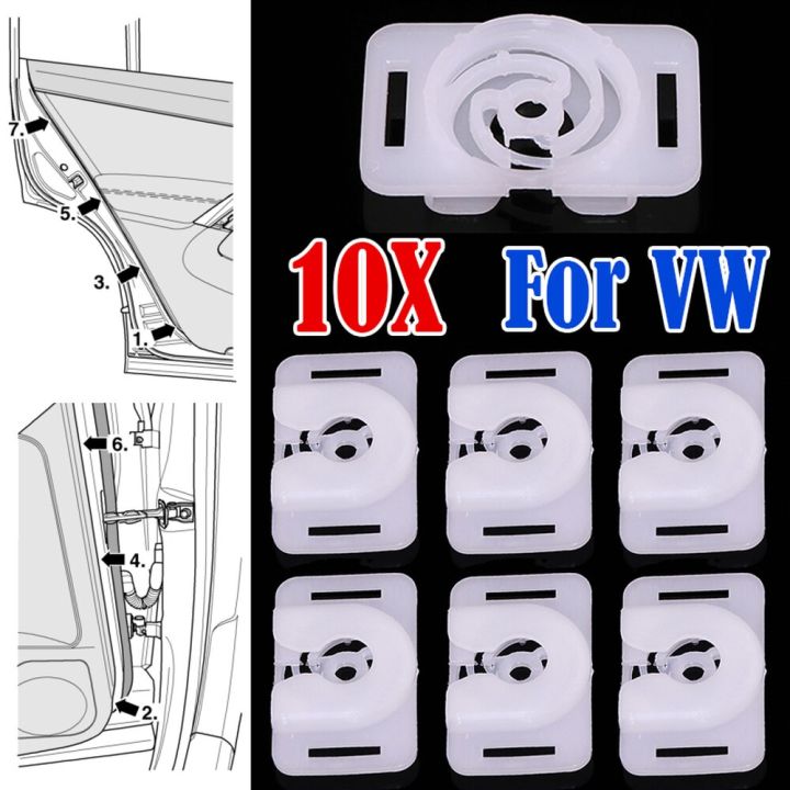 คลิปยึดด้านล่างสำหรับบัตรแผงขอบประตูภายใน10ชิ้นสำหรับ-vw-volkswagen-t5-t4-tiguan-golf-touran-พัสสาทโปโลหมุดย้ำ