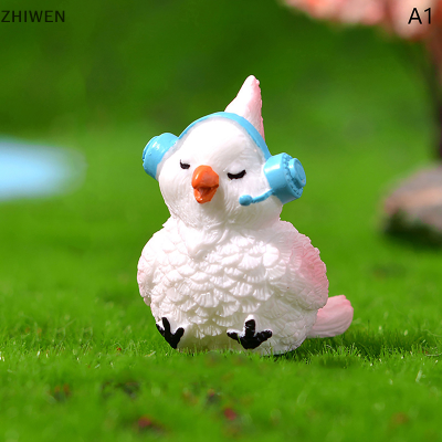 ZHIWEN โมเดลการตกแต่งฉากตุ๊กตาเรซิ่นนกขนาดเล็กน่ารัก,สัตว์จำลองของเล่นภูมิทัศน์ขนาดเล็ก