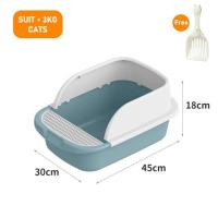 Pet Potty Semi-closed Splash-proof Cat Litter Box Cat Tray With Spoon Removable Cleaning Cat House กล่องพลาสติก Cat Supplies