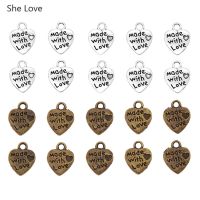 Chzimade 50Pcs Handmade Metal Heart Shaped Garment Labels For Clothing Made With Love Letter Printed Label Tag Diy Sewing Craft Labels