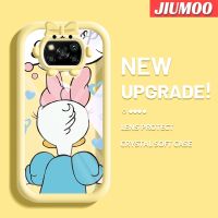 เคส JIUMOO สำหรับ Xiaomi POCO X3 Poco X3 NFC Poco Pro เคสลายการ์ตูนเดซี่เป็ดมอนสเตอร์ตัวน้อยมีโบว์แบบนิ่มกันกระแทกกันรอยขีดข่วนเคสโทรศัพท์โปร่งใส TPU ซิลิกาเจลฝาครอบป้องกันเลนส์กล้องถ่ายรูป