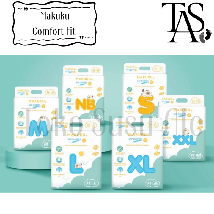 Makuku SAP Diapers Comfort Fit Pants NB/S/M/L/XL/XXL Popok Bayi ...