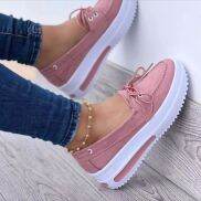 Giày Đế Thuyền Cho Nữ Da Phong Cách Hàn Quốc Giày Sneaker Kiểu Dáng Chắc