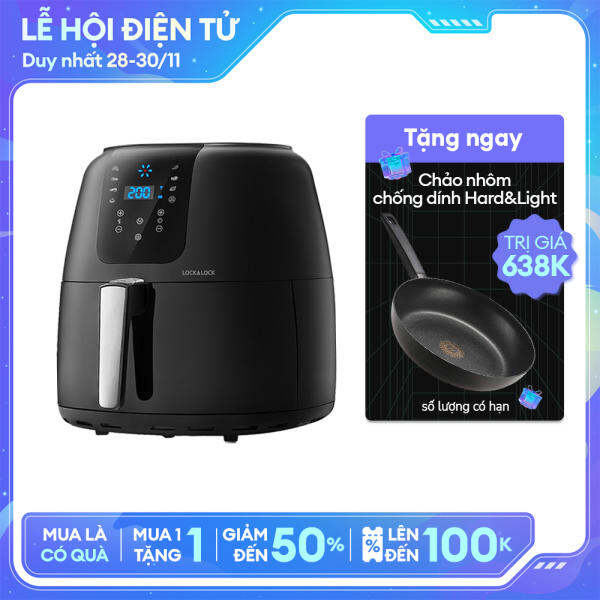 Nồi chiên không dầu Lock&Lock Super Jumbo EJF296BLK – 7.2 lít – Điều khiển cảm ứng – 7 chế độ nấu