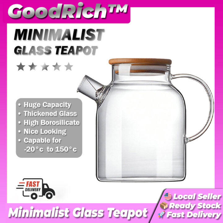 Nordic Minimalist Hot/Iced Glass Tea/Coffee Pot Stovetop Kettle Heat