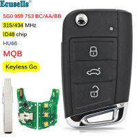 Oibwye ชิป ID48 434Mhz ระบบ Keyless-Go MQB กุญแจรีโมตอัจฉริยะสำหรับ Volkswagen VW Golf 7 Tiguan 2014-2018 FCC: 5G0 959 753