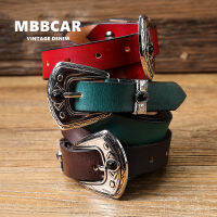 MBBCAR เข็มขัดหนังรูปผักสีแทนย้อมสีด้วยมือสำหรับผู้ชายหินอัญมณีสีดำใหม่เข็มขัดทังกราสสลักสำหรับวัยรุ่นเข็มขัดเด็กผู้ชายอเมริกาแบบย้อนยุค