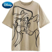 T-Shirt Fashion The Lion King Simba Nala Cartoon Print Short Sleeve Harajuku Women Cotton Korea Female Tee Tops Femme