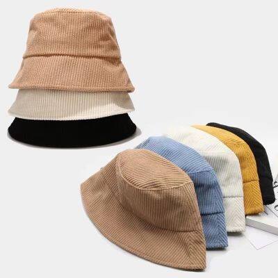 สินค้าพร้อมส่งจากไทยหมวกบักเกตสไตล์เกาหลี  (สีพื้นกำมะหยี่) Bucket Hat หมวกปีกรอบ หมวกบักเก็ตลูกฟูก