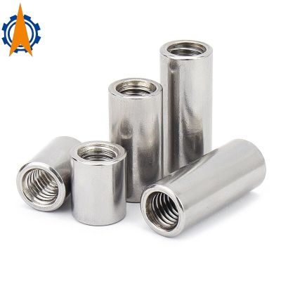 M3 M4 M5 M6 M8 304 Stainless Steel Lengthen Round Coupling Nut Internal Thread Cylindrical Joint Nut Sleeve Tubular Nuts Nails Screws Fasteners