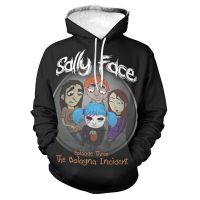 Sally Face-Sudadera con capucha para hombre y mujer, prenda deportiva de manga larga con estampado de la cara de la Sal, de tamaño grande, estilo de dibujos animados de Horror, ropa de calle para niños y niñas