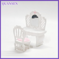 QUANSEN 1:12 dollhouse Miniature พลาสติกแต่งหน้าโต๊ะเครื่องแป้งตู้ตกแต่งตุ๊กตาของเล่นของเล่น