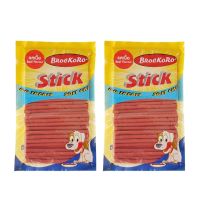 GOD ขนมสุนัข Brockoro สติ๊ก ไก่เส้นนิ่ม รสเนื้อ แพค 500 กรัม x 2 แพค ขนมหมา  ขนมสัตว์เลี้ยง