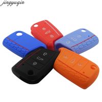 ✘ Jingyuqin 20ps 3 przyciski zdalnego samochodu stylizacji klucz akcesoriów skrzynki pokrywa dla Volkswagen VW Golf 7 mk7 klucz silikonowy Protect Case