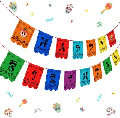 Day of the Dead themed Birthday Banner,Dia De Los Muertos Birthday Banner for Mexican Festival Holiday Party Decorations