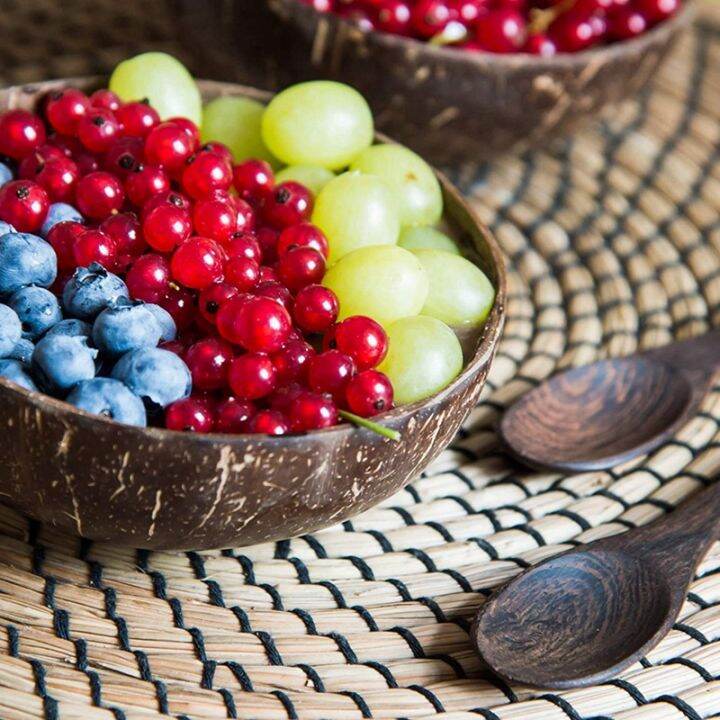 12x-coconut-bowls-and-wooden-spoons-for-serving-noodle-pasta-smoothie-porridge-handicraft-decoration-coconut-shell-bowl