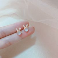 New Arrival Stud Earrings Fashion Opal Women Classic Korean Cute Little Rabbit Retro Simple Female Jewelry