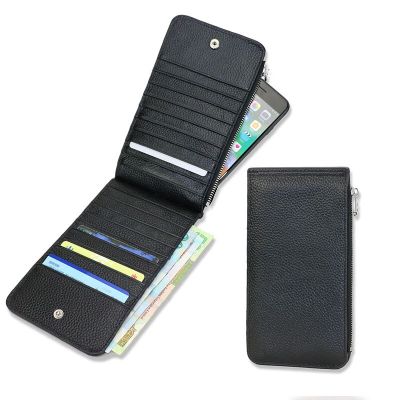 Custom initial Cow Leather Card Holder Men Women Black Leather Bank Credit Card Case ID Holder Coin Wallet Purse Pouch