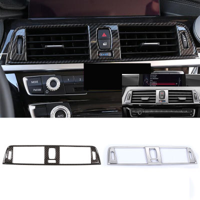 สำหรับ BMW 3 4 Series 3GT F34 F36 F30 13-18คาร์บอนไฟเบอร์สีศูนย์ด้านหน้าระบายอากาศ O Utlet กรอบตัดรถอุปกรณ์ตกแต่งภายใน