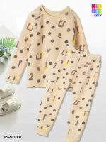 KiddeeCrew ชุดนอนเด็กผู้หญิง สีเหลืองลายดนตรี Yellow Note Pajama สำหรับอายุ 1-8 ปี