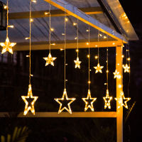 Solar Lamp Star Moon Fairy Curtain String Lights Christmas Garland For Bar Home Wedding Party Garden Patio Window Decor Remote