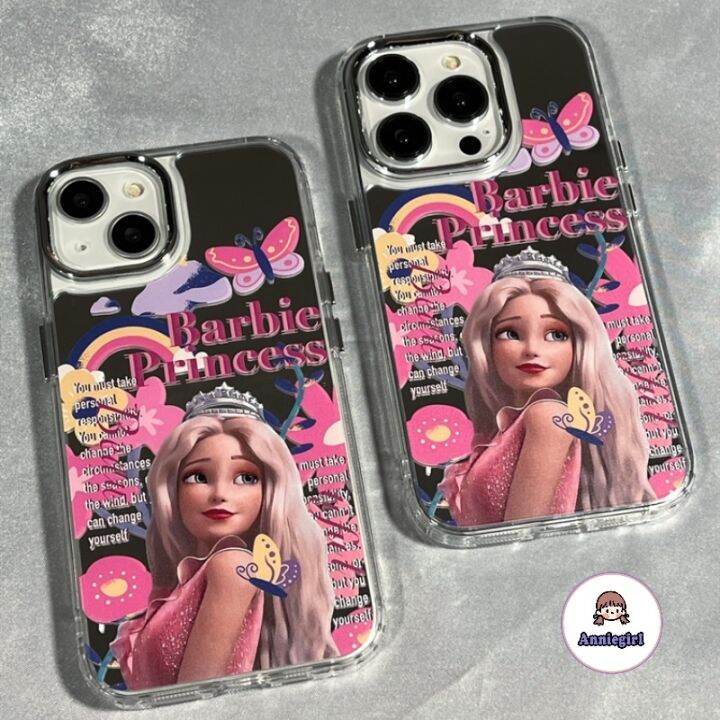 เคสโทรศัพท์มือถือกระจก-กันกระแทก-ลายเจ้าหญิงบาร์บี้-สําหรับ-iphone-14-12pro-13promax-xs-xr