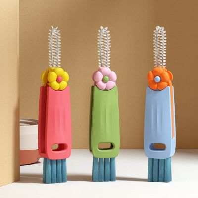 【hot】 1pcs Multifunctional Cup lid Cleaning 3 In 1 Household Detailing Brushes Baby Bottle Tools