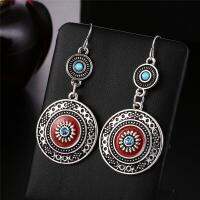 Retro National Style Round Metal Ball Fringe Earring