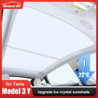 Upgrade Ice Crystal Sunroof Sunshade for Tesla Model Y 3 2023 2022 Roof Car Sun Shade Skylight Blind Shading Nano Sun Visor Net Sunshades